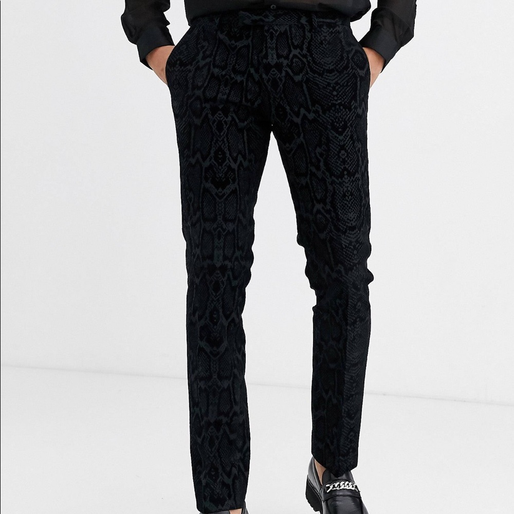 Twisted Tailor Super Skinny Suit Paint Snake Print